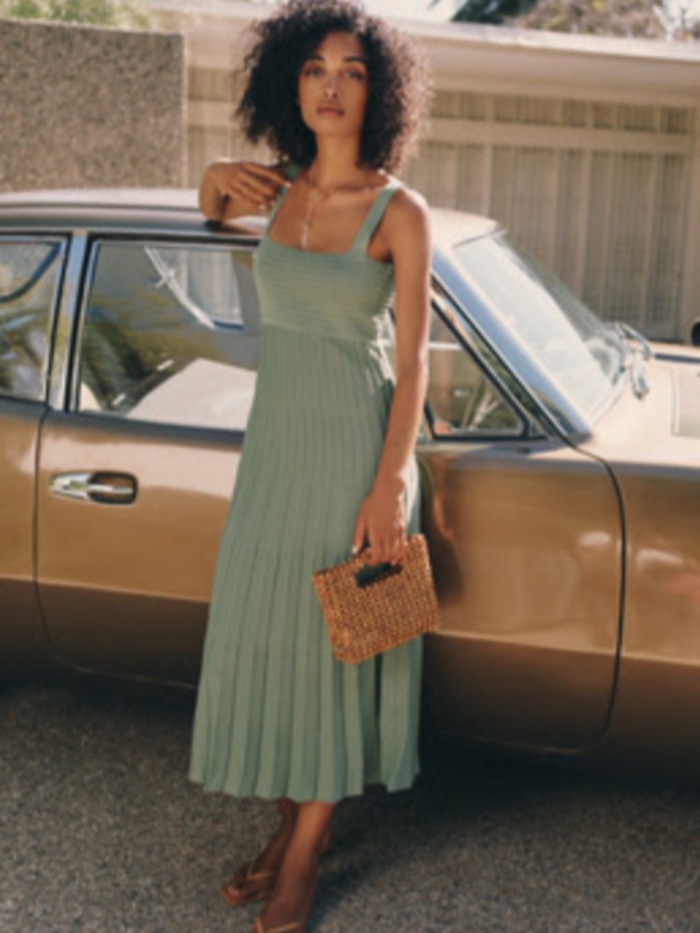 MAEVE PLEATED MIDI SWEATER DRESS